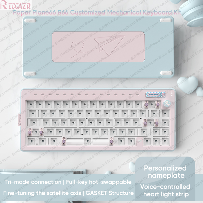 RECCAZR R66 Paper Plane66 Mech - Gaming Keyboard Hot Swappable ulasan dan harga