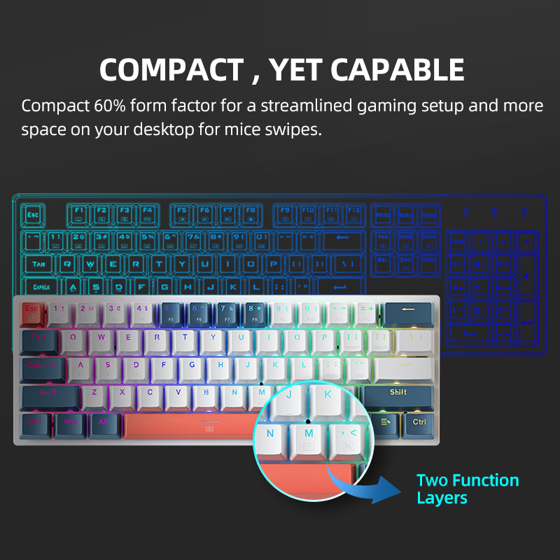 K500-B61 Machenike Mini Mechan - Keyboard Gaming Blue Switch ulasan dan harga