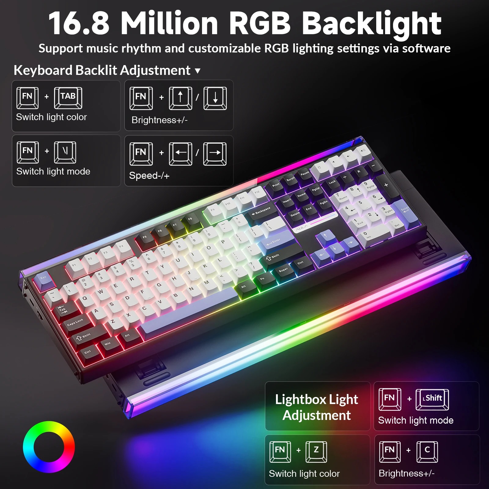 AULA H108 Tri‑Mode Mechanical  - Gaming Keyboard Hot Swappable ulasan dan harga