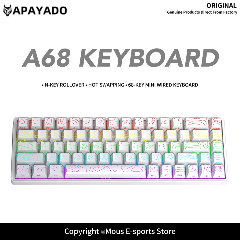 APAYADO A68 Wired Mechanical K - Keyboard Gaming Blue Switch ulasan dan harga